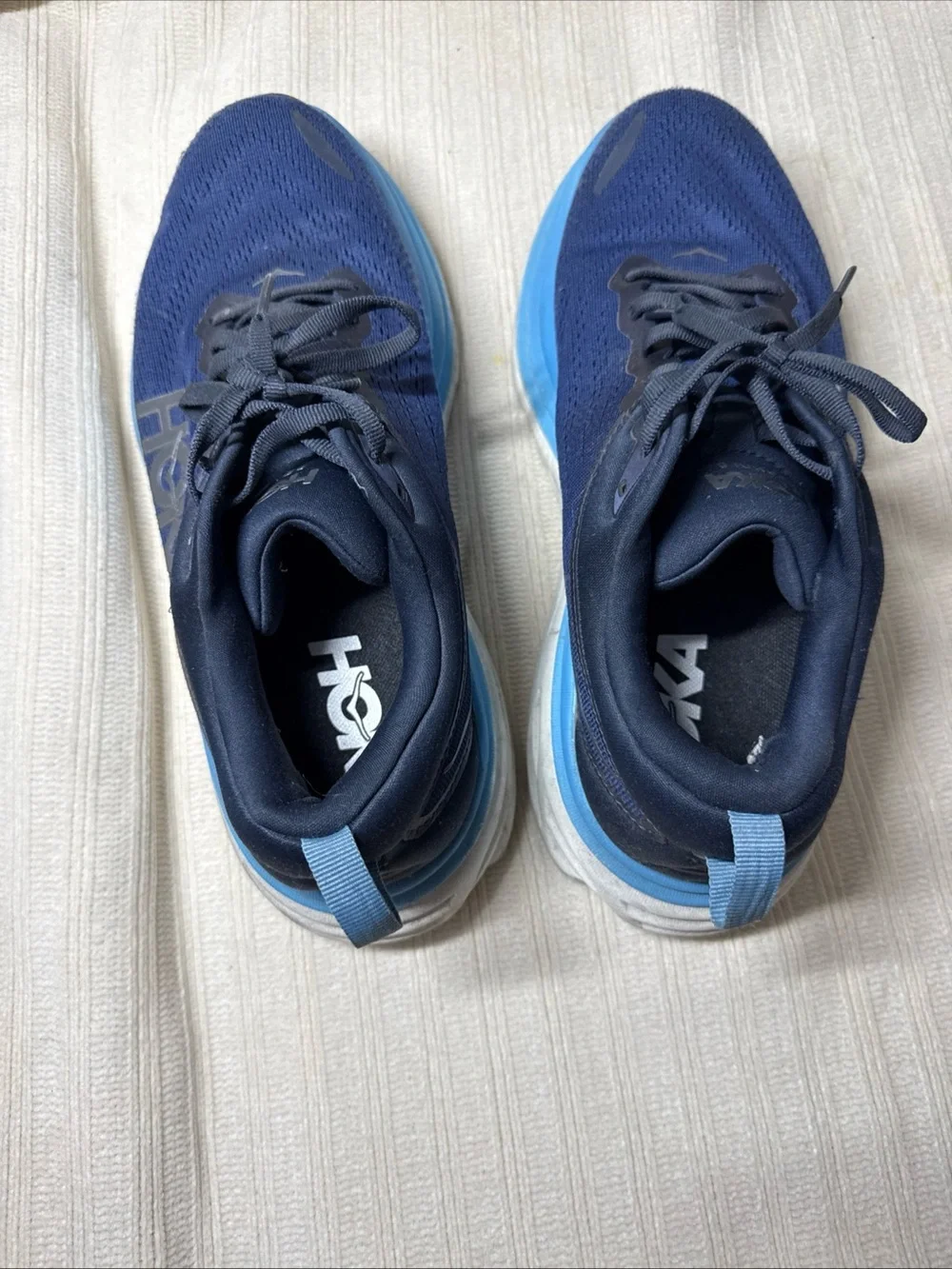Hoka One One Mens Bondi 8  Blue Running Shoes Sneakers Size 8D